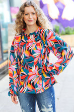 Load image into Gallery viewer, Weekend Vibes Abstract Print Frill Neck Top
