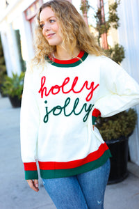 "Holly Jolly" Lurex Embroidered Sweater