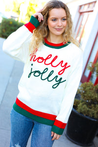 "Holly Jolly" Lurex Embroidered Sweater