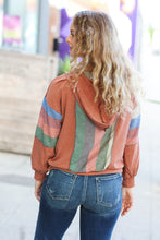 Load image into Gallery viewer, Feeling Vintage Stripe Textured Notched Hoodie
