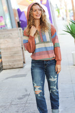 Load image into Gallery viewer, Feeling Vintage Stripe Textured Notched Hoodie
