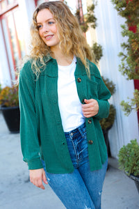 Holiday Pines Ribbed Button Down Shacket