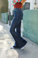 Load image into Gallery viewer, Judy Blue Sapphire Side Panel Mid Rise Rhinestone Flare Leg Jeans
