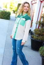Load image into Gallery viewer, Give Joy Ribbed Colorblock Button Down Shacket in Hunter Green
