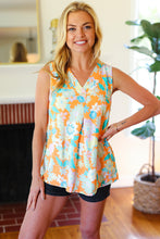 Load image into Gallery viewer, Tangerine Floral Banded V Neck Sleeveless Top
