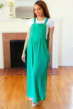 Load image into Gallery viewer, Summer Dreaming Wide Leg Suspender Overall Jumpsuit in Emerald
