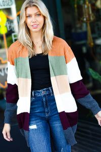 Perfectly You Color Block Open Cardigan
