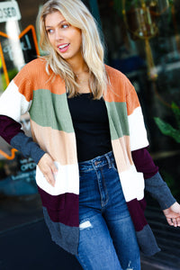 Perfectly You Color Block Open Cardigan