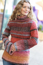 Load image into Gallery viewer, Going My Way Stripe Boucle Turtleneck Sweater
