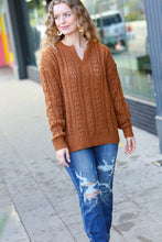 Load image into Gallery viewer, Can&#39;t Resist Cable Knit Notched Neck Pullover Sweater
