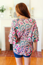 Load image into Gallery viewer, Eyes On You Teal Paisley Double Ruffle Sleeve Top
