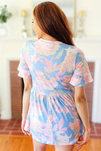 Load image into Gallery viewer, Seize The Day Blue &amp; Pink Babydoll Ruffle Sleeve Top
