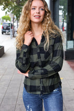 Load image into Gallery viewer, Casual Chic Plaid Button Down Long Sleeve Top in Army Green
