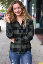 Load image into Gallery viewer, Casual Chic Plaid Button Down Long Sleeve Top in Army Green
