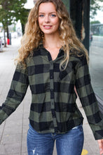 Load image into Gallery viewer, Casual Chic Plaid Button Down Long Sleeve Top in Army Green
