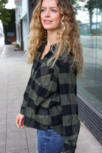 Load image into Gallery viewer, Casual Chic Plaid Button Down Long Sleeve Top in Army Green
