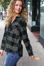 Load image into Gallery viewer, Casual Chic Plaid Button Down Long Sleeve Top in Army Green
