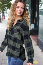 Load image into Gallery viewer, Casual Chic Plaid Button Down Long Sleeve Top in Army Green
