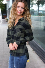 Load image into Gallery viewer, Casual Chic Plaid Button Down Long Sleeve Top in Army Green
