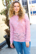 Load image into Gallery viewer, Feeling Fun Pointelle Shoulder Lace Knit Sweater in Pink
