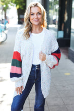 Load image into Gallery viewer, Ivory Multicolor Mixed Thread Bubble Sleeve Cardigan
