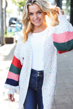 Load image into Gallery viewer, Ivory Multicolor Mixed Thread Bubble Sleeve Cardigan
