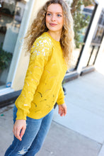 Load image into Gallery viewer, Feeling Fun Pointelle Lace Shoulder Knit Sweater in Mustard
