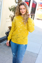 Load image into Gallery viewer, Feeling Fun Pointelle Lace Shoulder Knit Sweater in Mustard
