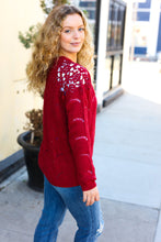 Load image into Gallery viewer, Casual Chic Pointelle Lace Shoulder Knit Sweater in Burgundy
