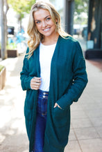 Load image into Gallery viewer, Striped Knit Open Cardigan in Hunter Green
