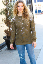 Load image into Gallery viewer, Casual Chic Pointelle Lace Shoulder Knit Sweater in Olive
