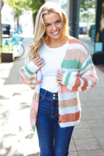 Load image into Gallery viewer, Fall Vibes Taupe &amp; Sage Stripe Button Down Cardigan
