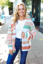 Load image into Gallery viewer, Fall Vibes Taupe &amp; Sage Stripe Button Down Cardigan
