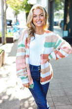 Load image into Gallery viewer, Fall Vibes Taupe &amp; Sage Stripe Button Down Cardigan
