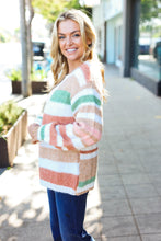 Load image into Gallery viewer, Fall Vibes Taupe &amp; Sage Stripe Button Down Cardigan
