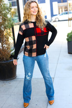 Load image into Gallery viewer, Run With It Red &amp; Fawn Plaid Color block Outseam Top
