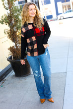 Load image into Gallery viewer, Run With It Red &amp; Fawn Plaid Color block Outseam Top
