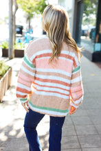 Load image into Gallery viewer, Fall Vibes Taupe &amp; Sage Stripe Button Down Cardigan
