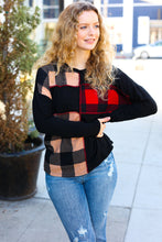 Load image into Gallery viewer, Run With It Red &amp; Fawn Plaid Color block Outseam Top
