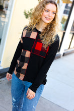 Load image into Gallery viewer, Run With It Red &amp; Fawn Plaid Color block Outseam Top
