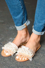 Load image into Gallery viewer, Linen Fray Beaded Faux Pearl Slide Sandal in Blush
