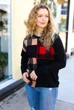 Load image into Gallery viewer, Run With It Red &amp; Fawn Plaid Color block Outseam Top
