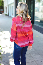 Load image into Gallery viewer, Be Bold Magenta Striped Button Down Placket Collared Top
