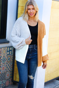 Apple Cider Sips Color Block Chunky Knit Cardigan