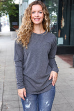 Load image into Gallery viewer, Casual Chic Solid Grey Fitted Long Sleeve Terry Pullover
