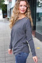 Load image into Gallery viewer, Casual Chic Solid Grey Fitted Long Sleeve Terry Pullover
