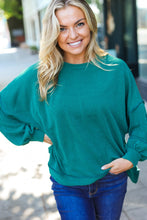 Load image into Gallery viewer, Weekend Ready Mineral Wash Rib Pullover Top in Hunter Green
