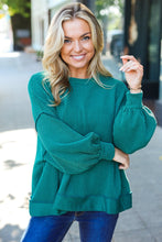 Load image into Gallery viewer, Weekend Ready Mineral Wash Rib Pullover Top in Hunter Green
