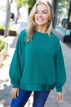 Load image into Gallery viewer, Weekend Ready Mineral Wash Rib Pullover Top in Hunter Green
