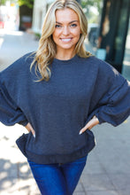 Load image into Gallery viewer, Weekend Ready Mineral Wash Rib Pullover Top in Charcoal
